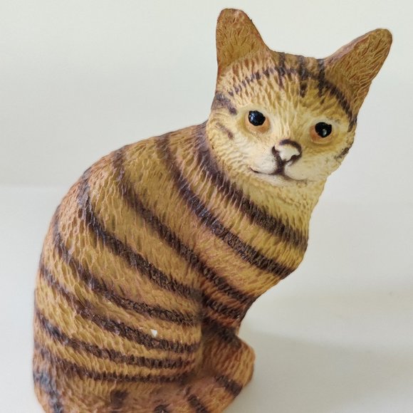 Vintage Resin Orange Tabby Stripped Cat Domestic Shorthair Figure Brown … - Picture 1 of 6